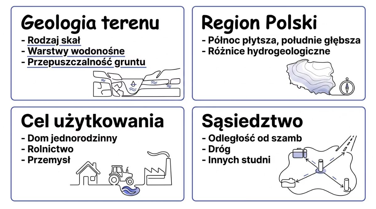 Głębokość studni głębinowej. Ile metrów trzeba wiercić? 1 Głębokość studni głębinowej - czynniki