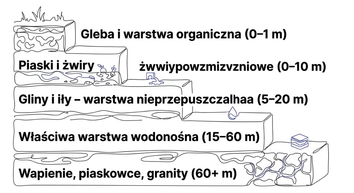 Głębokość studni głębinowej. Ile metrów trzeba wiercić? 3 Głębokość studni głębinowej. Ile metrów trzeba wiercić - warstwy