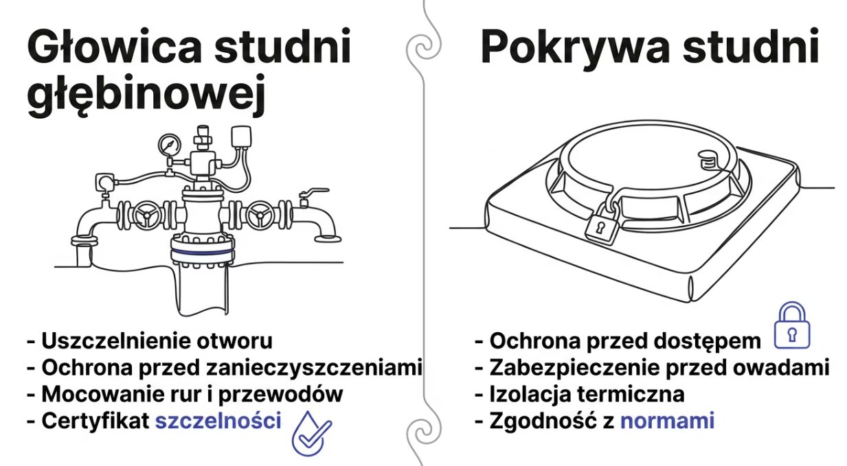 Głowica studni głębinowej i pokrywa