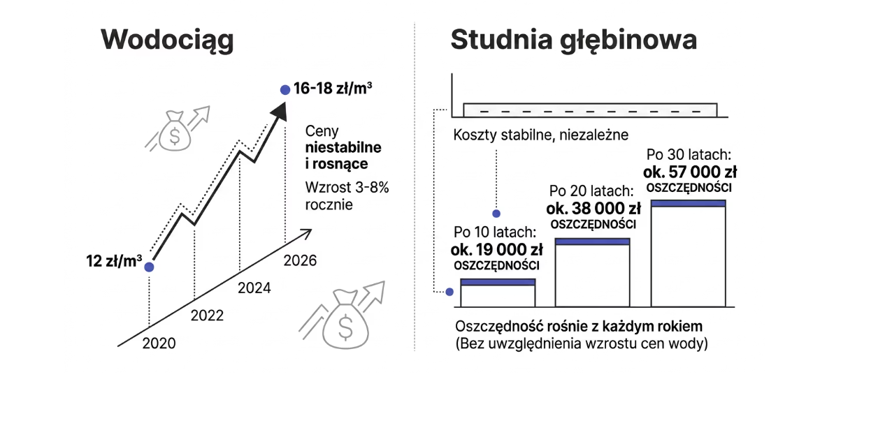 Studnia głębinowa vs wodociąg. Co się bardziej opłaca w 2026
