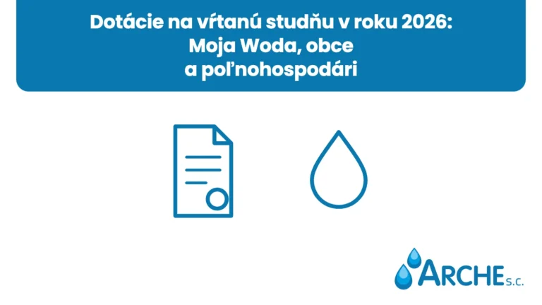 Dotácie na vŕtanú studňu v roku 2026: Moja Woda, obce a poľnohospodári