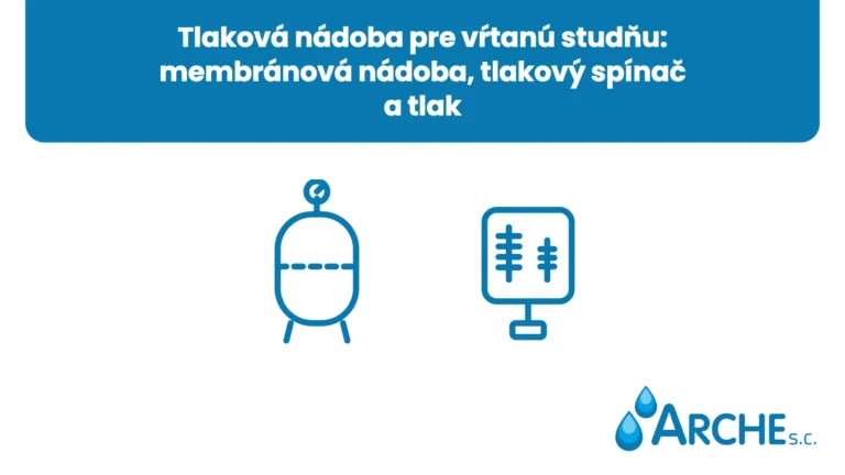 Tlaková nádoba pre vŕtanú studňu: membránová nádoba, tlakový spínač a tlak
